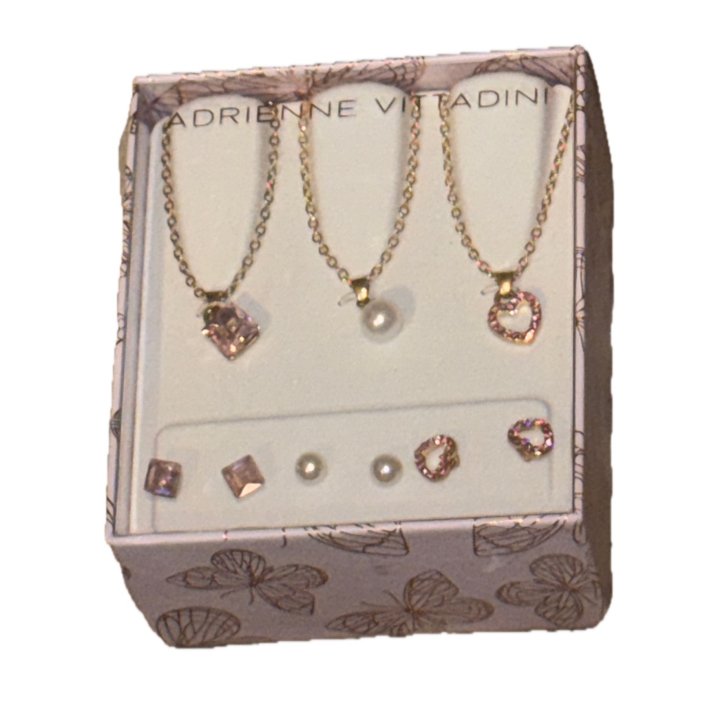 Nib Adrienne Vittadini Gold And Pink Jewelry Set
